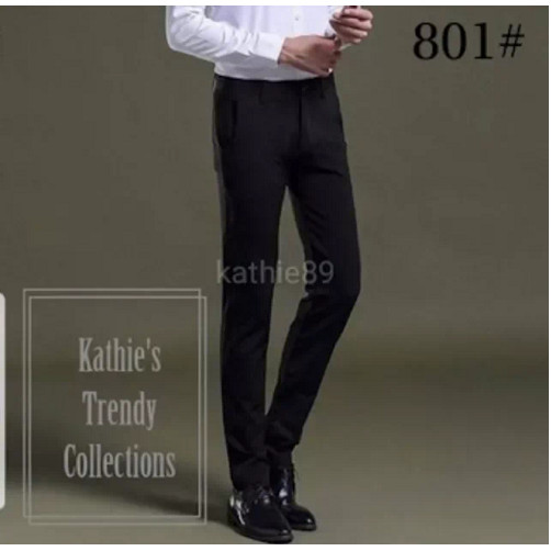 【COD】St.Anthony 801# (Chairman8000) Men's Black Skinny Slacks Pants