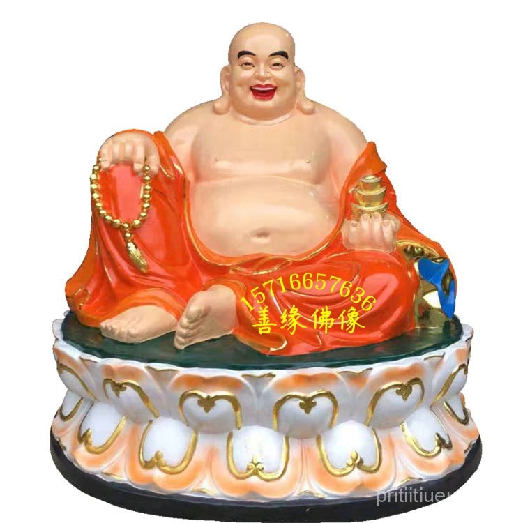 เรซิ่นไฟเบอร์กลาส Maitreya Buddha Statue Buddha Statue Laughing Buddha Statue Painted Golden Henan B