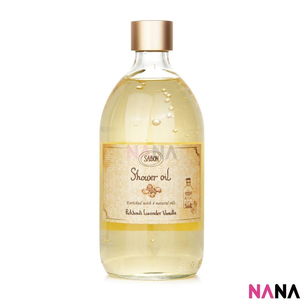 SABON Shower Oil - Patchouli Lavender Vanilla 500ml  โฟมอาบน้ำทำความสะอาดและปลอบประโลมผิว กลิ่นหอมอั