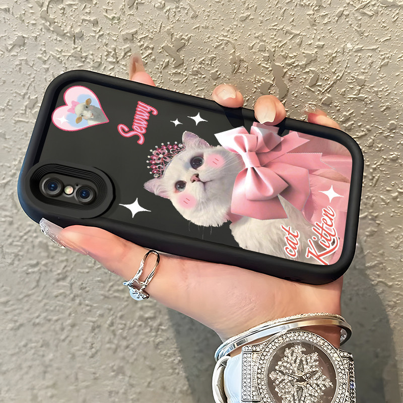 เคสสำหรับ iPhone X Xs Xr Xs Max เคสครอบลูกแมวน่ารักป้องกันการตก