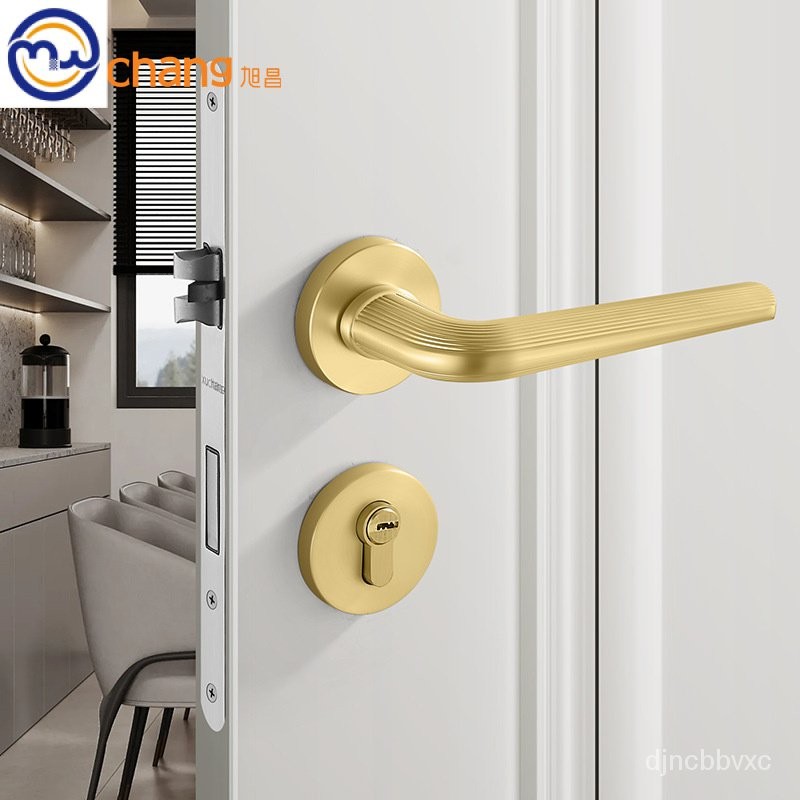 ล็อคประตูไม้ในร่ม Xuchang ล็อคในครัวเรือนล็อคแบบแยกส่วนสากลล็อคจับแม่เหล็กจับจับประตูห้องนอนแบบเงียบ