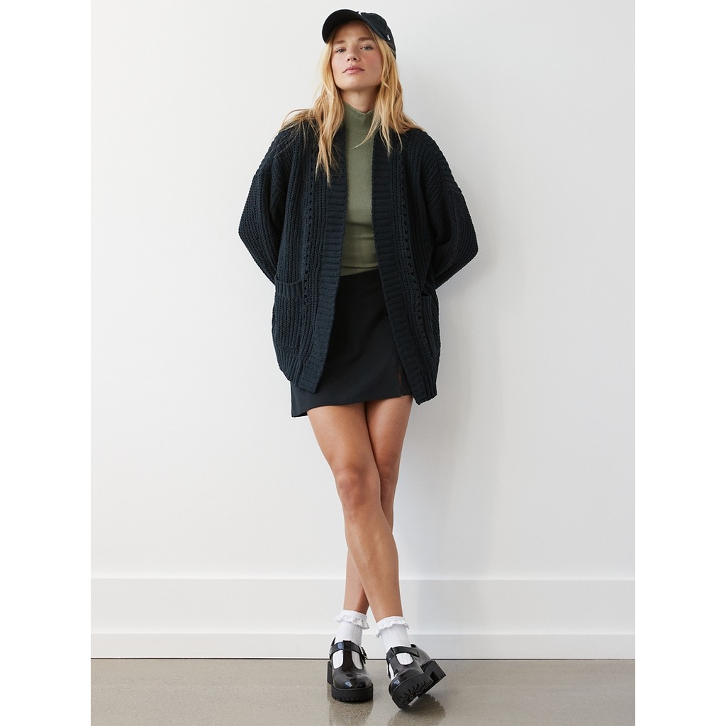 American Eagle เสื้อคาร์ดิแกนผู้หญิง 1061 TEXTURED NON CLOSURE CARDI สี BLACK - 034-1061-001