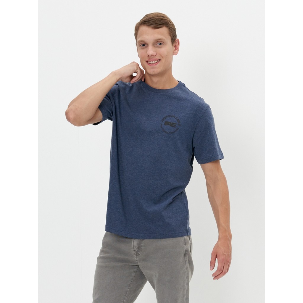 American Eagle เสื้อยืดผู้ชาย 2915 G ACTIVE SET IN TEE INTL-CVC FAUX HTHR+SERIOUSLY SOFT WASH สี BLUE - 017-2915-400