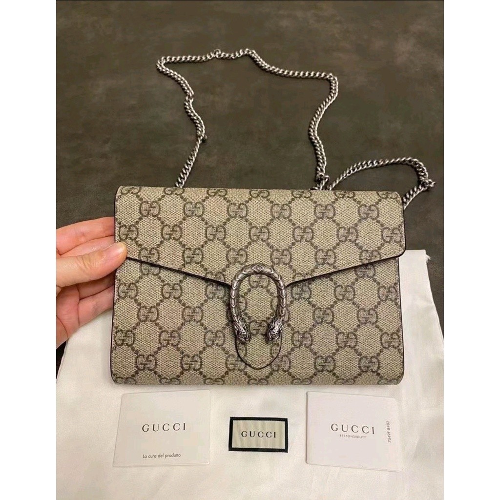 GUCCI 401231 WOC Dionysus series GG กระเป๋าสะพายโซ่ผ้าใบ