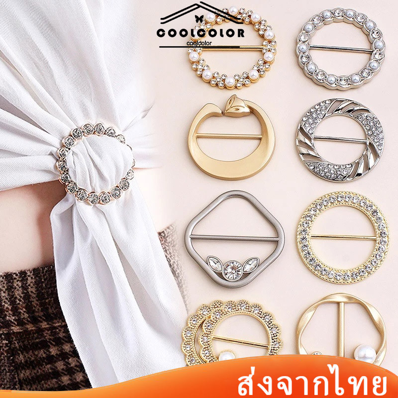 เข็มกลัดหัวเข็มขัดโลหะผสมประดับไข่มุกอเนกประสงค์ผู้หญิงสําหรับติดเสื้อผ้า ผ้าพันคอผ้าคลุมไหล่DIYโลหะคงที่ตกแต่งกระดุม