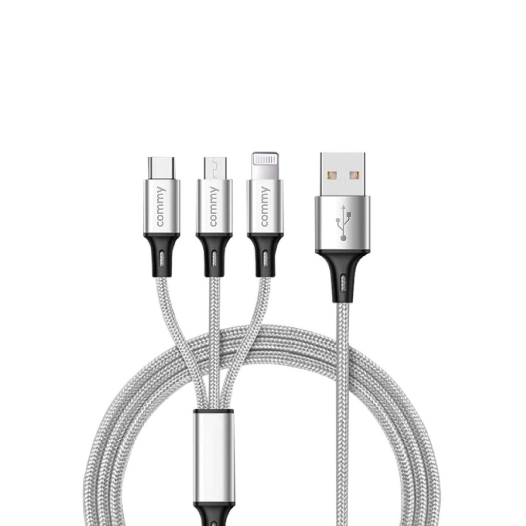 Commy สายชาร์จ type c ไนลอน 3in1 มี 3 หัว Micro รูปที่ 2