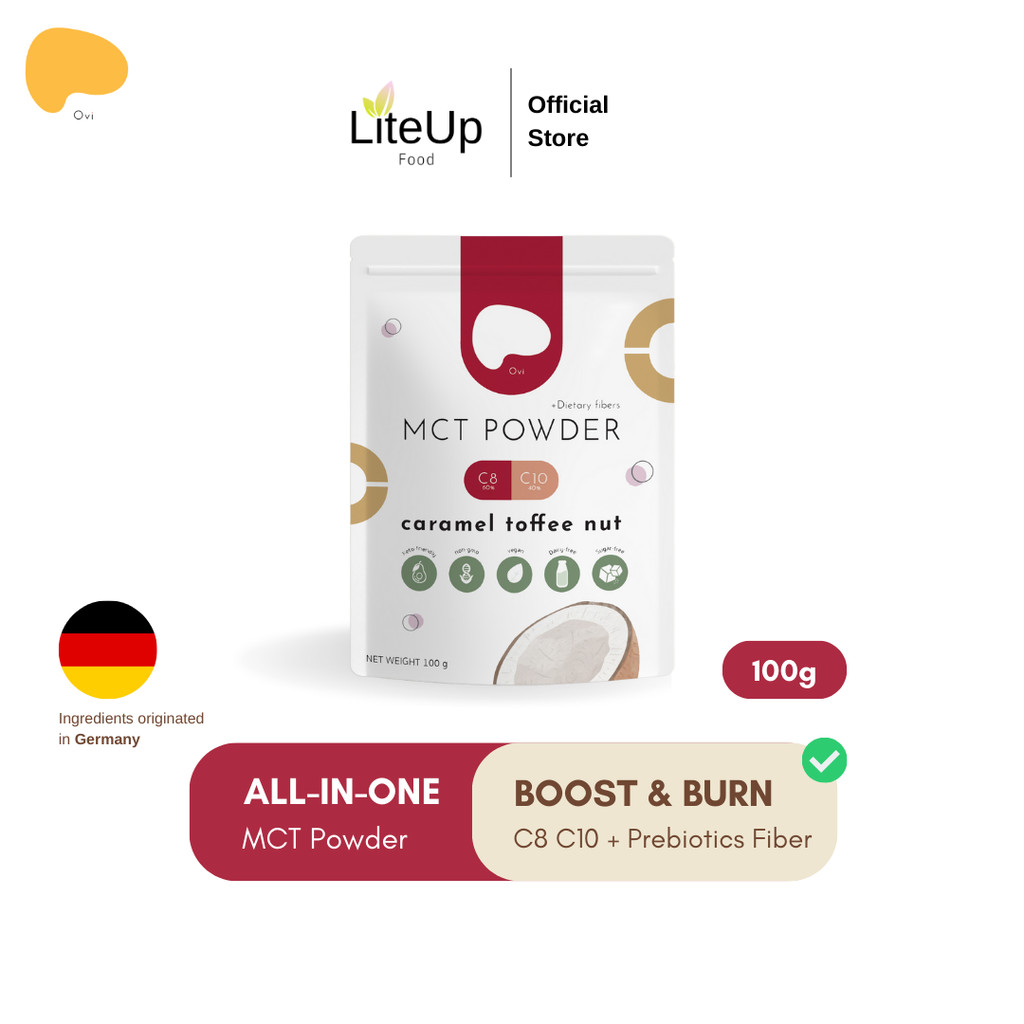 [Caramel Toffee Nut] Ovi Boost & Burn +Prebiotics Fiber คุมหิว อร่อยไม่มีน้ำตาล ขั้นสุดของ MCT ทานกับ เวย์โปรตีน กาแฟ