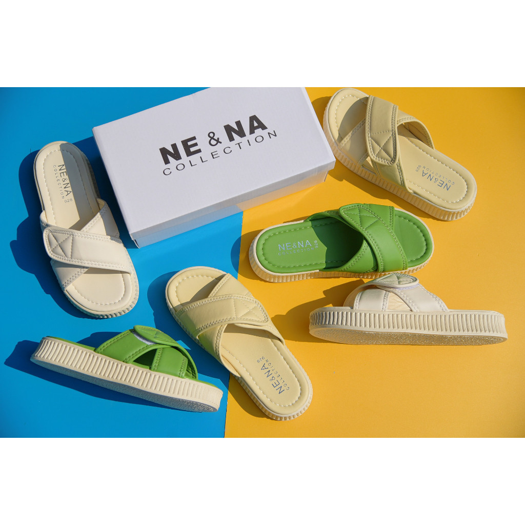 รองเท้าเเฟชั่นผู้หญิงเเบบเเตะสวมส้นเตี้ย No. 928  NE&NA Collection Shoes