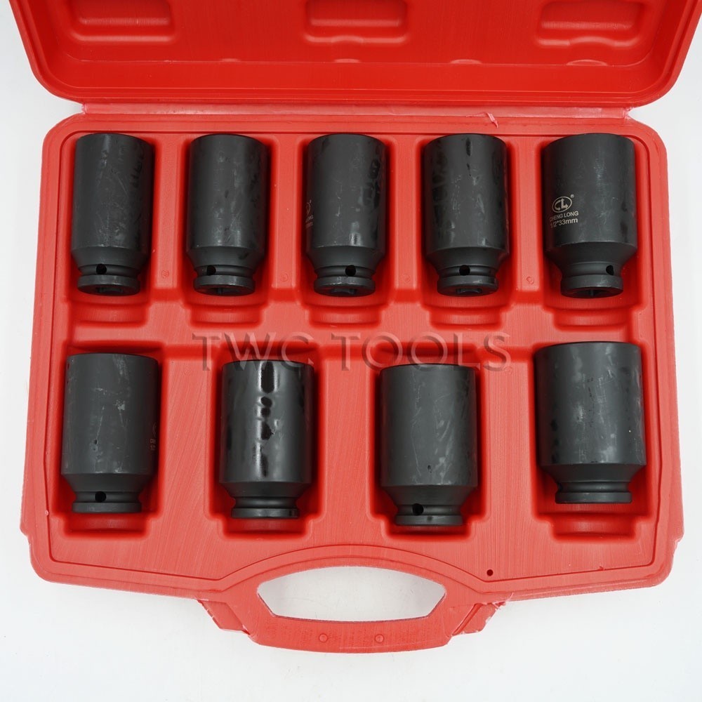 ALFA-X ชุดลูกบล็อกดำยาว รู 1/2 เบอร์ 30 , 32 , 33 , 34 , 35 , 36 , 38 , 39 , 41 มิล บล็อกชุด บล็อกชุ