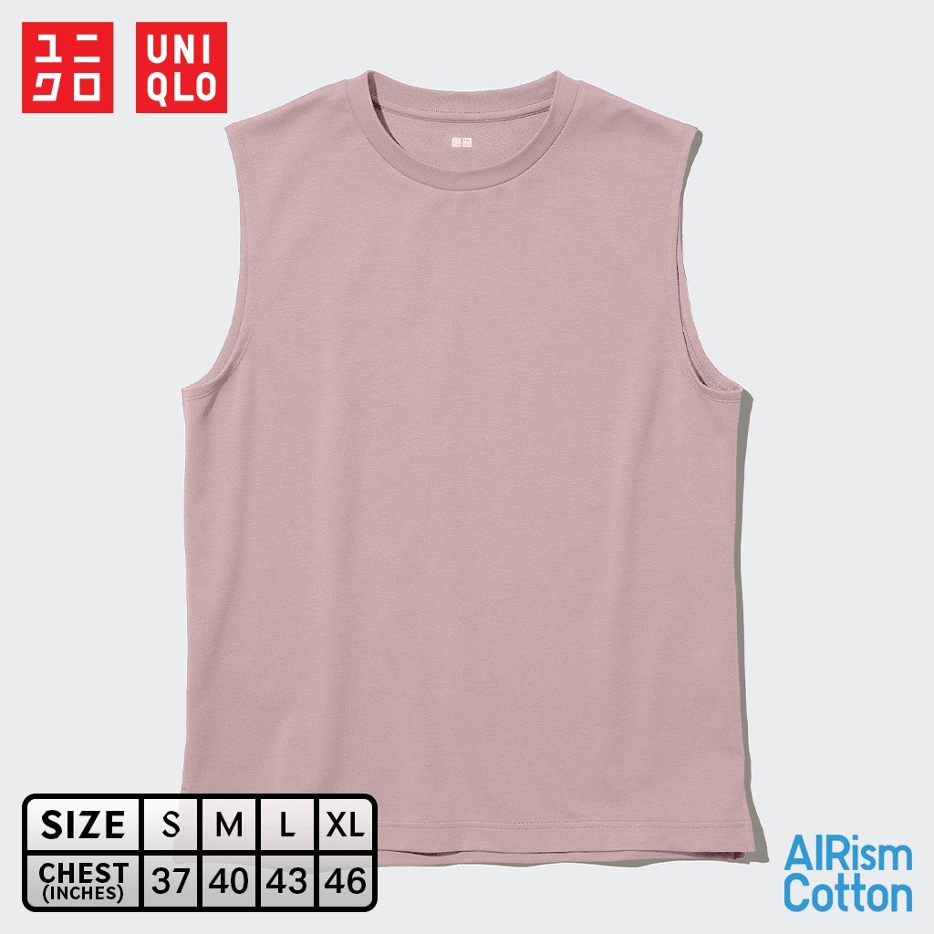 เสื้อยืดแขนกุด Uniqlo AIRism Cotton - 11 Pink