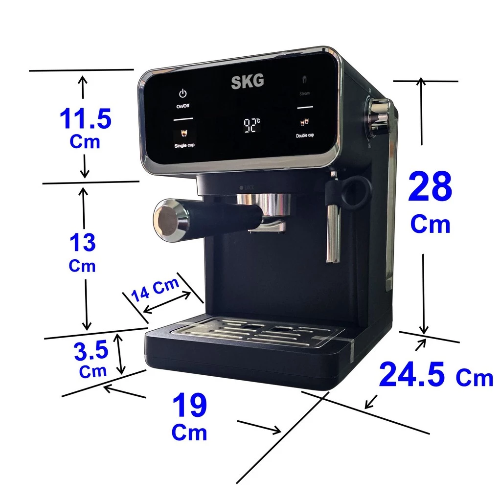SKG เครื่องชง กาแฟสด 1050W จุน้ำ1.6ลิตร แรงดัน20บาร์  หน้าจอปุ่มสัมผัส รุ่น SK-1207 สีเงิน ฟรี ถ้วยกรอง 53mm มี 2ขนาด thumbnail 4
