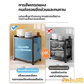 Akea ชั้นวางจานสแตนเลส 3ชั้น ตู้เก็บจาน ความจุขนาดใหญ่ สแตนเลสเคลือบสีดำ ที่คว่ำจานชาม