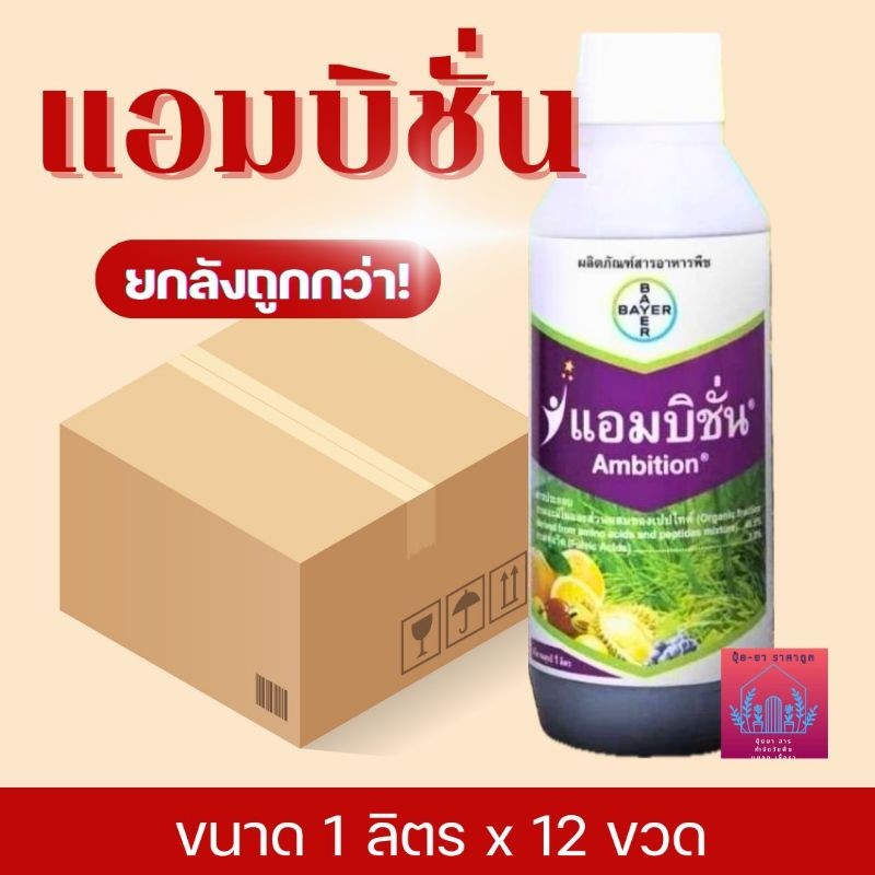 แอมบิชั่น((ยกลัง))1ลิตรx12ขวดกรดอะมิโน+ฟลูวิคเข้มข้นบำรุงให้ต้นแข็งแรง ออกดอกดก ผลผลิตเพิ่มขึ้น