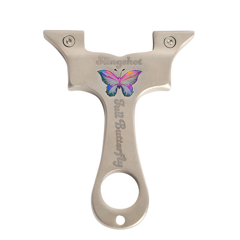 ■✟₪ผีเสื้อที่มีสีสันโบว์หนังแบนโบว์กลางแจ้งPrecisionการแข่งขันOriginal CNCสแตนเลสตรงSlingshot Decompressionของเล่น
