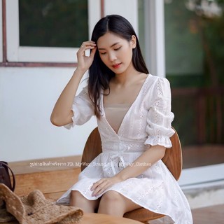 MyWay Brand : ชุดเดรส Cute V Lace Dress