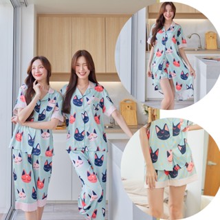 ชุดนอน Muslin pajamas [โค้ด MUSSEP65 ลด 65 ฿]  ชุดนอนผ้าซาติน Silk Satin เนื้อผ้านุ่มลื่น (รุ่น N482,L482,K482,T482)