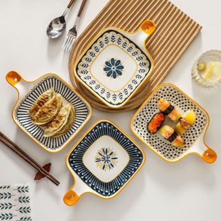 ✑♧2023 ใหม่Nordicจานเซรามิคอาหารเช้าขนมขบเคี้ยวเตาอบBakeware Creative Tableware