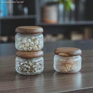 โหลแก้ว ขนาดเล็ก ทรงกลม สําหรับใส่ขนมขบเคี้ยว ผลไม้แห้ง อะคาเซีย