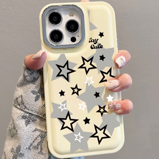 เคสโทรศัพท์มือถือนิ่ม ลายเส้นดาว สีดํา สําหรับ iPhone 14Promax 13 12 11 7Plus X XR xsmax