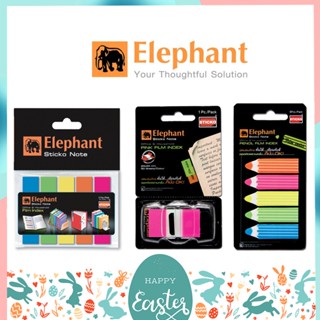 กระดาษโน้ต กาวในตัว โพสอิท สติ๊กโก้โน้ต ตราช้าง Elephant ลาย รูปดินสอ / สีสลับขาว / ม่วงฟ้า / ชมพู / ฟิล์มอินเด็กซ์