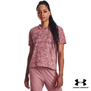 Under Armour UA Womens Logo Printed Heavyweight Short Sleeve อันเดอร์ อาร์เมอร์ เสื้อออกกำลังกาย สำหรับผู้หญิง