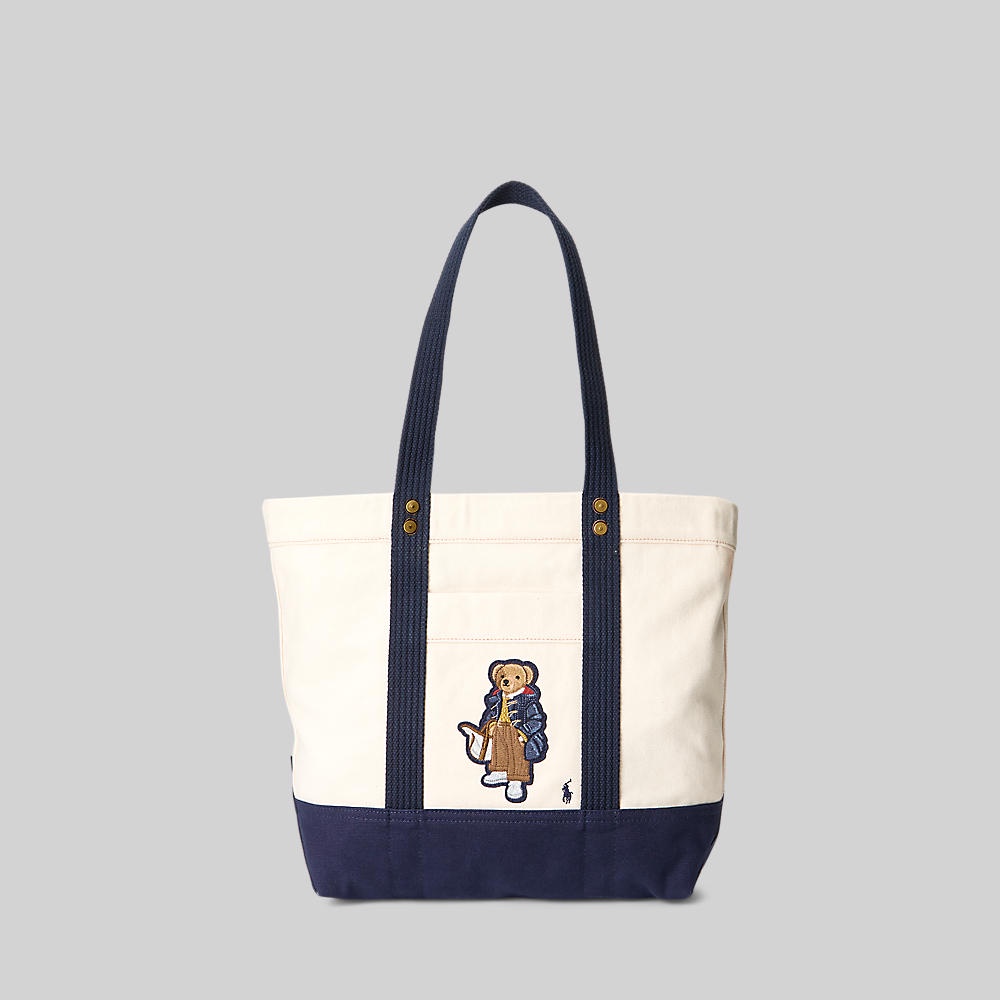 Polo Ralph Lauren กระเป๋าผู้หญิง Tote Bag-Canvas Medium Polo Bear Tote รุ่น WAPOBAG0G620350 สีเบจ