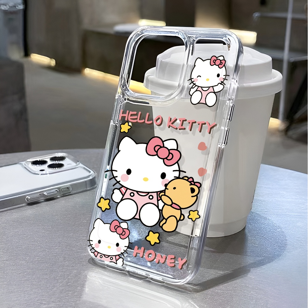 เคสโทรศัพท์มือถือ ป้องกันกระแทก ลายเฮลโลคิตตี้ หมีอวกาศ สําหรับ iphone 15 pro max 11 14 13 12 7 8 Plus X XR XSMax