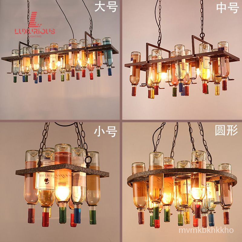 Wine Bottle Pendant American Style Retro Creative Personality Bar Restaurant Cafe Decorative Lamp Bo