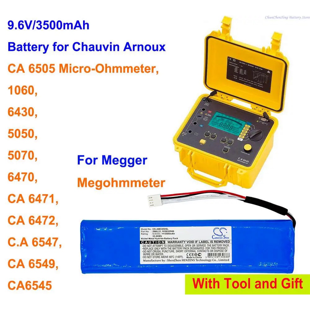 MGAG OrangeYu 3500mAh Battery for Chauvin Arnoux 1060,6430,5050,5070,6470,CA 6505 Micro-Ohmmeter,CA6
