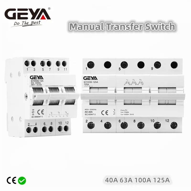 GEYA GYHO8 3P 40A 63A 100A 125A Dual Power Manual Transfer Isolating Switch Interlock Circuit Breake