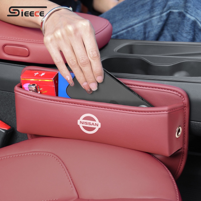 Sieece หนัง ช่องว่างเบาะรถยนต์ กล่องเก็บของ สำหรับ Nissan Kicks March Almera Note JUKE