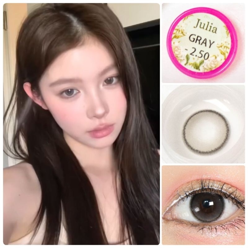 คอนแทคเลนส์ รุ่น Mini Julia สีเทา/ตาล/ดำ Gray/Brown/Black มีค่าสายตาปกติ  (0.00)