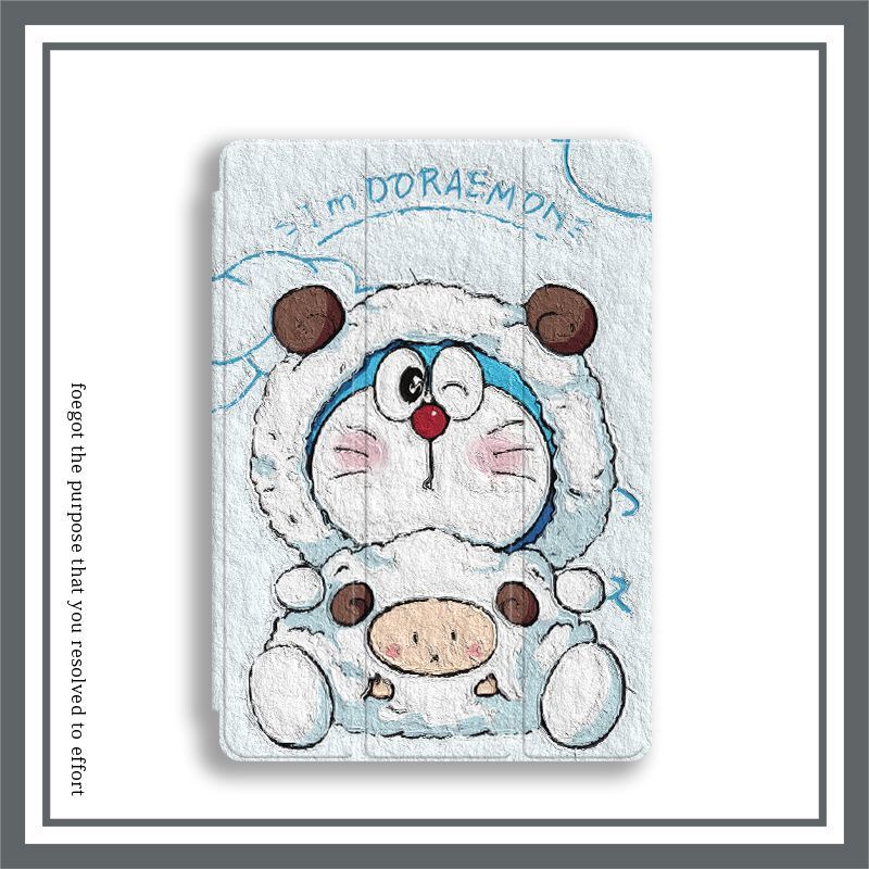 Oil painting Doraemon เคสไอแพด air 4 5 pro11 2022 เคส iPad 10.2 gen 7/8/9 case iPad 10.9 gen10 cover pen slot iPad mini