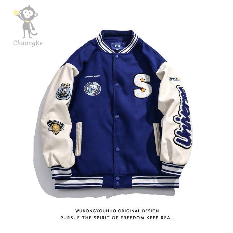 เสื้อกันยูวี เสื้อกันUV◎Klein Blue American แบรนด์อินเทรนด์ชุดเบสบอลคู่เสื้อผ้าหลวม Overalls เสื้อแจ็คเก็ตลำลอง