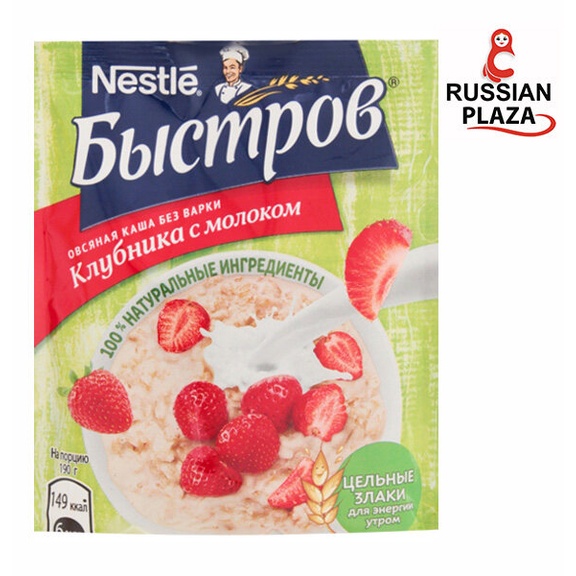 ​ผสมนม ขนาด 40 กรัม / Porridge with strawberries and cream Bystrov Prebio "Nestle", 40g สินค้