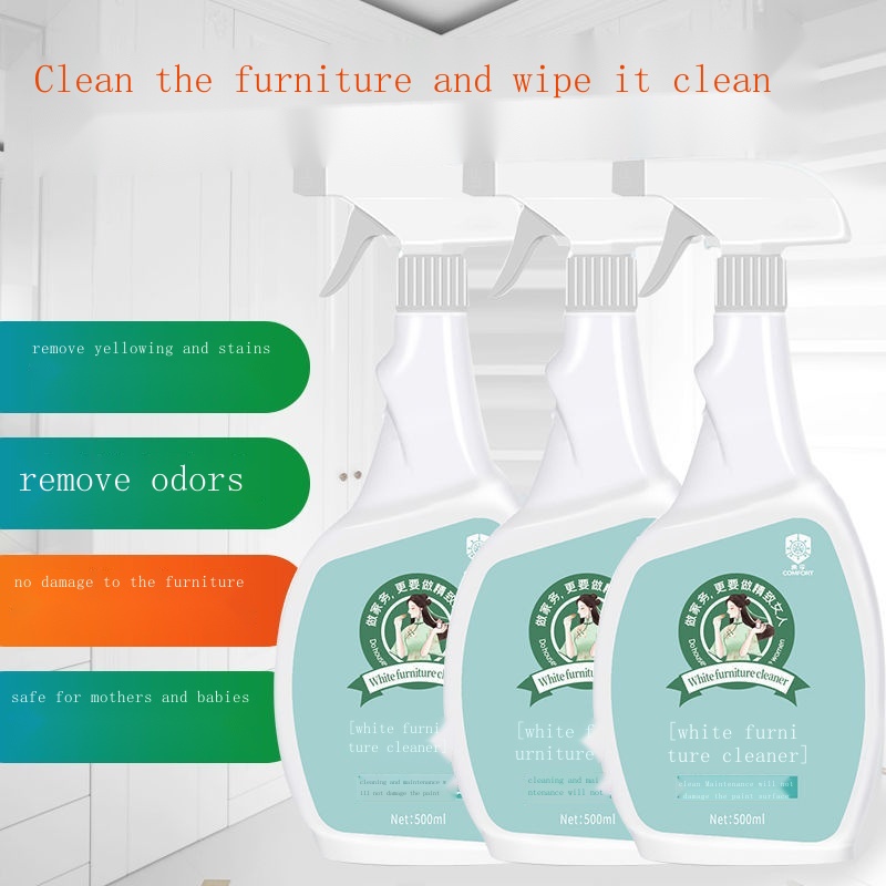 ☋✇✜น้ำยาทำความสะอาดเฟอร์นิเจอร์สีขาว การปนเปื้อนและสิ่งประดิษฐ์ที่เป็นสีเหลือง ตู้ไม้อเนกประสงค์สำหรับทำความสะอาดในครัวเ - รูปที่ 2