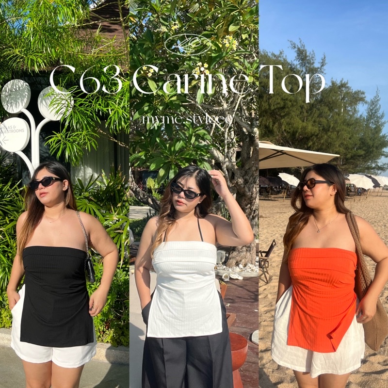 C63 Carine Top เกาะอกตัวยาวแหวกข้างสาวอวบ - myme.styleee