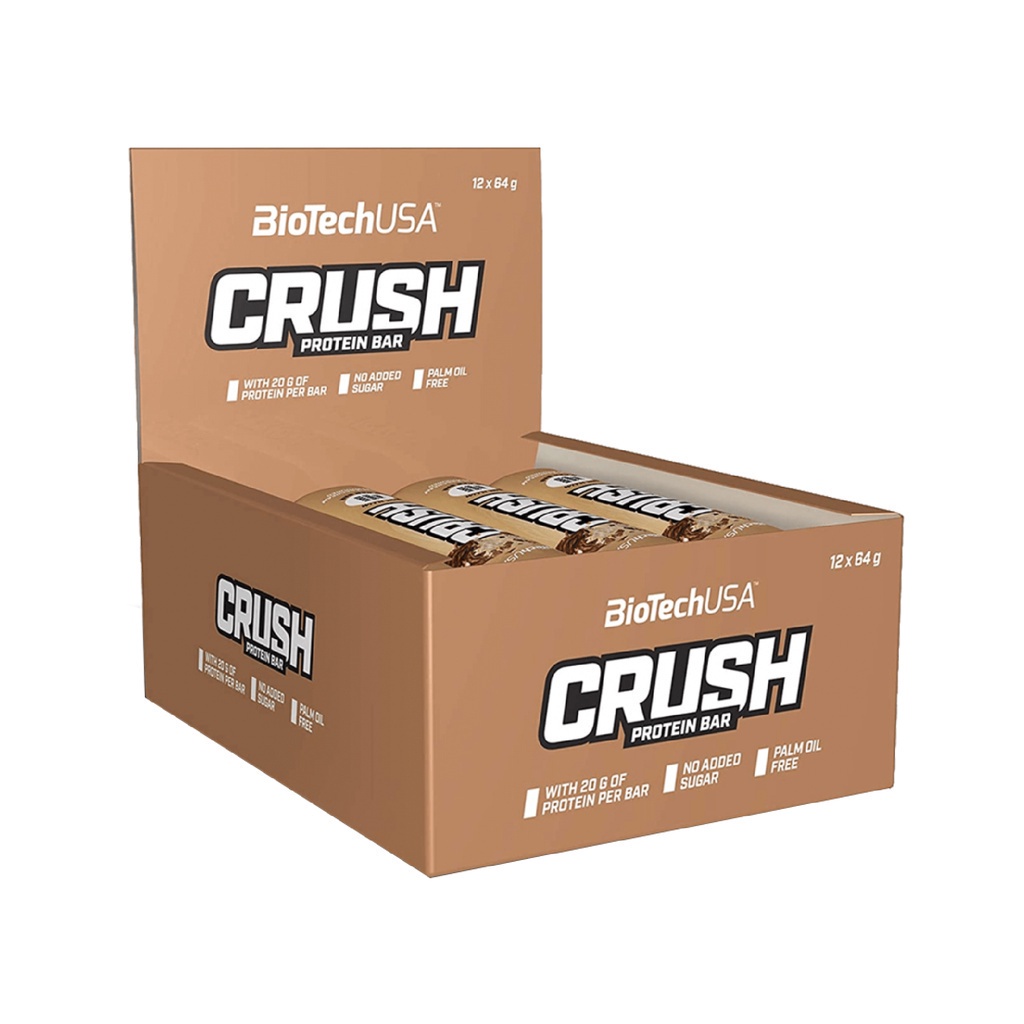 BioTechUSA Crush Protein Bar 64g/Bar-Cookies&Cream โปรตีน ครัช บาร์ 64กรัม-รสคุกกี้&ครีม