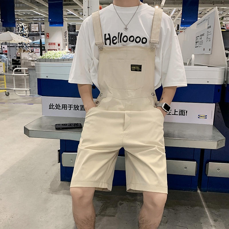 ชุดเอี๊ยมผู้ชาย ขาสั้นทรงหลวม สไตล์วินเทจสำหรับผู้ชาย ใส่สบายแบบขาสั้น ผ้าบางระบายอากาศดีมากค่ะ