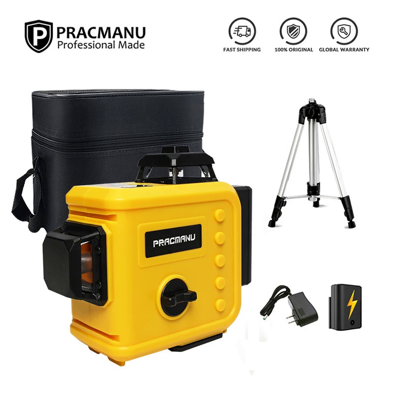 Pracmanu 12ชิ้น360 ° 3D Auto Self-Leveling Nivel Laser