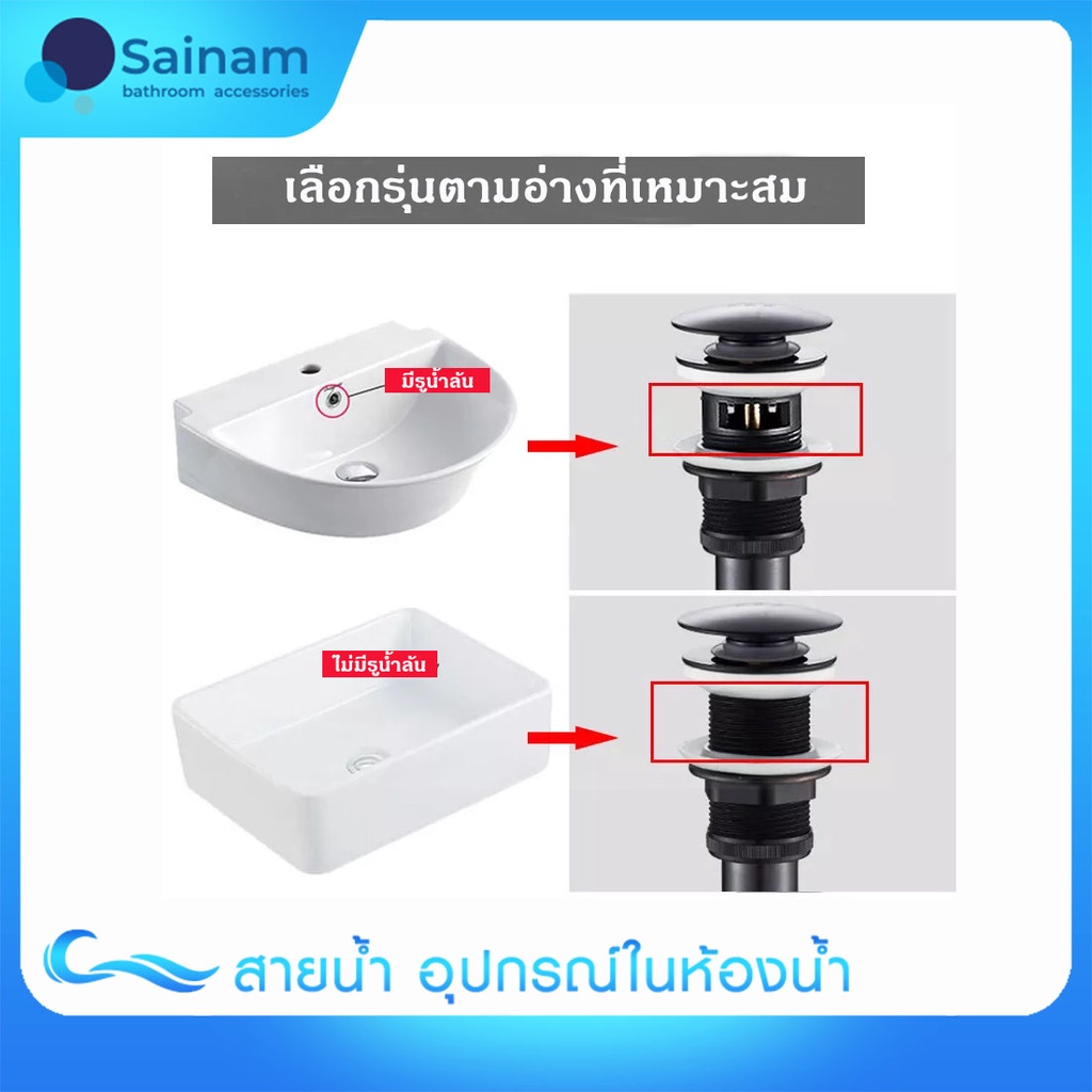 [[🇹🇭พร้อมส่ง]]สะดืออ่างล้างหน้าสีดำ ฝากดฝาใหญ่ ใช้งานสะดวก ระบายน้ำง่าย รวดเร็ว แกนทองเหลือง แถมฟรีเทปพันเกลียว