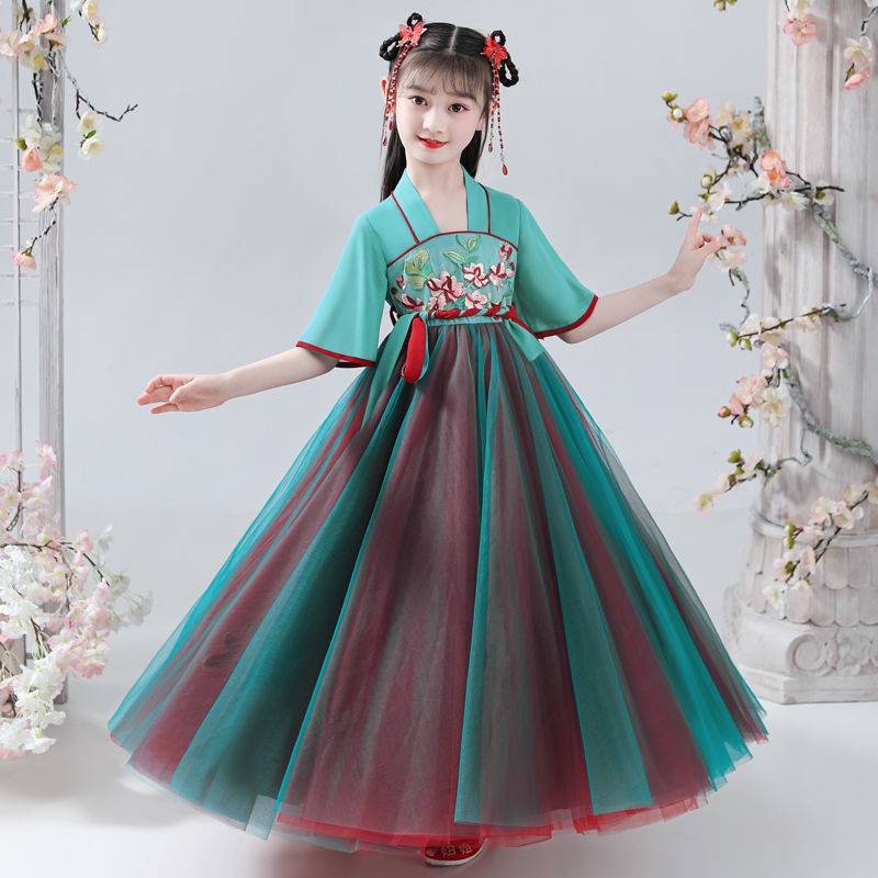 ชุดเดรสกระโปรง แฟชั่นฮั่นฝู สไตล์จีนโบราณ แฟชั่นฤดูร้อน สําหรับเด็กผู้หญิง - รูปที่ 3