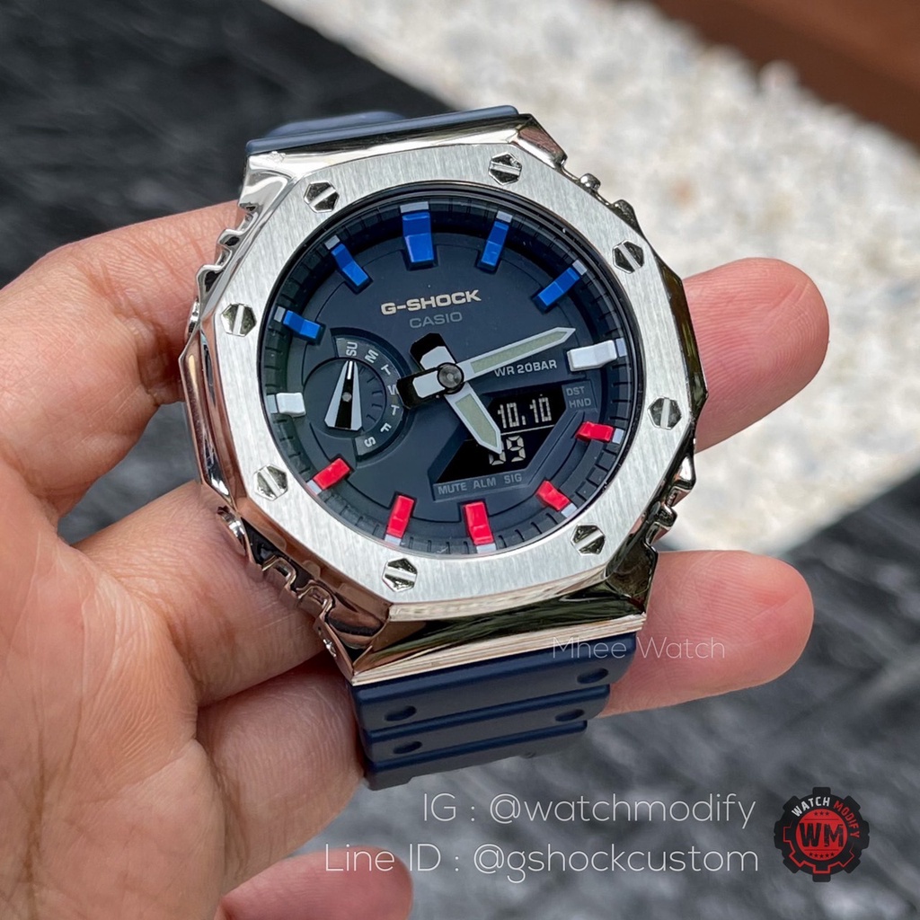 นาฬิกา G-Shock Custom รุ่น GA-2110ET-2A Pepsi Dial Metal Face