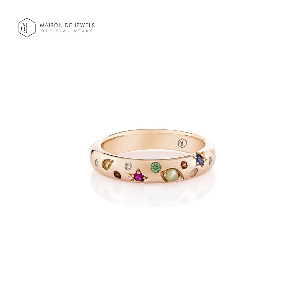 Maison de Jewels - Nopa9 Ring แหวนนพเก้า นำโชค เพชรแท้ พลอยแท้ แหวนเงิน โรสโกลด์ ดีไซน์