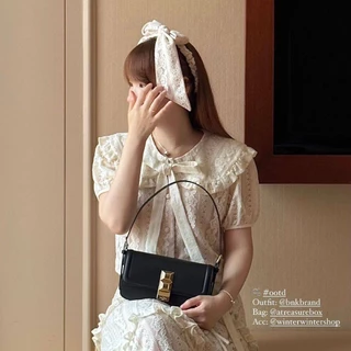 BNKBRAND STELLA TOP เสื้อครอปผ้าลูกไม้แต่งดีเทลปกระบาย มาพร้อมซับในและโบว์ผูก (PREORDER บางไซส์)