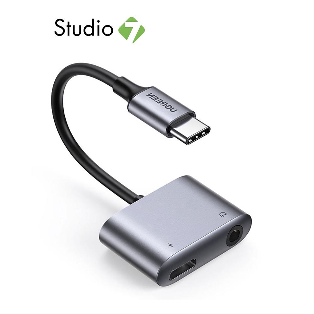 สายชาร์จและตัวแปลง Ugreen Adapter USB-C to 3.5mm Audio &amp; Charge RockStar Gray by Studio7