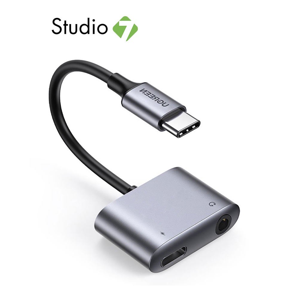 สายชาร์จและตัวแปลง Ugreen Adapter USB-C to 3.5mm Audio & Charge RockStar Gray by Studio7