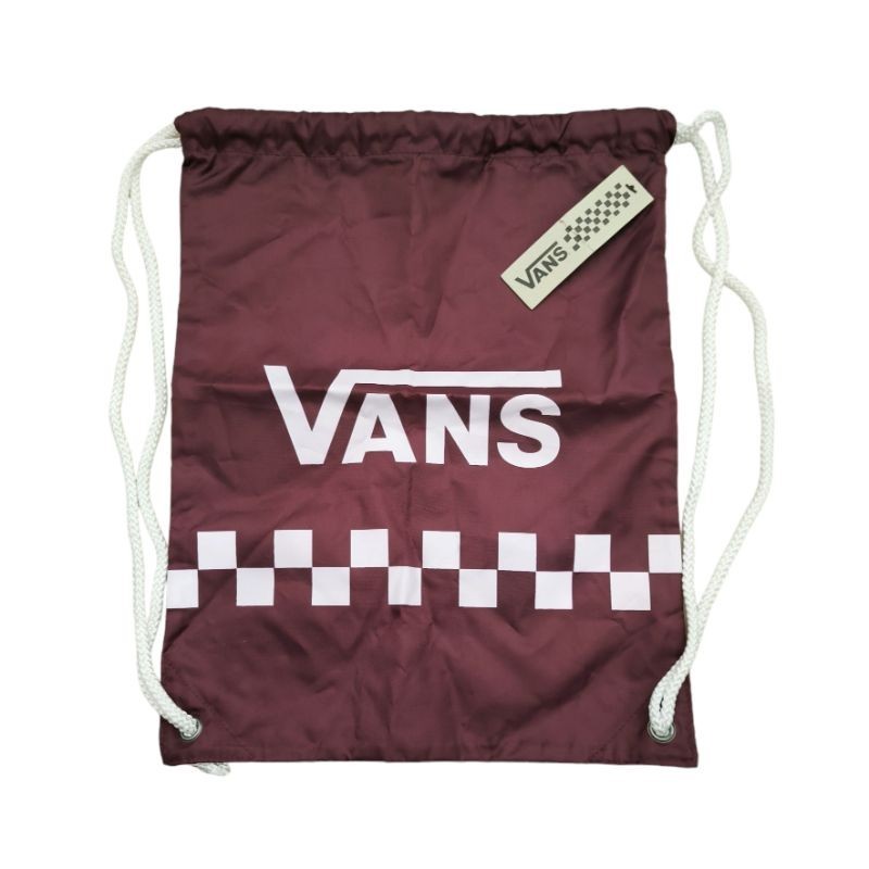VANS | GYM BAG กระเป๋าผ้า รูดสะพายหลัง สีแดงเลือดหมู