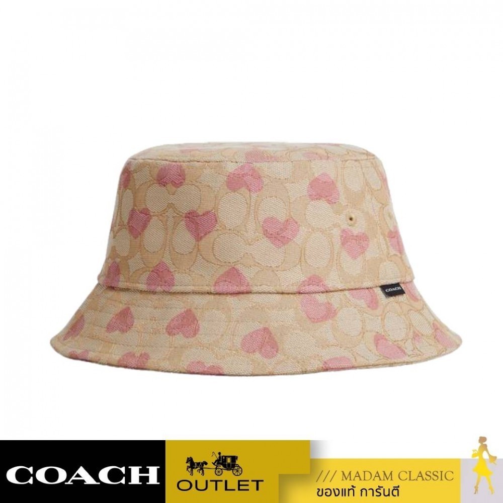 หมวกผู้หญิง COACH CP354 SIGNATURE HEART PRINT BUCKET HAT (OUVXSS)