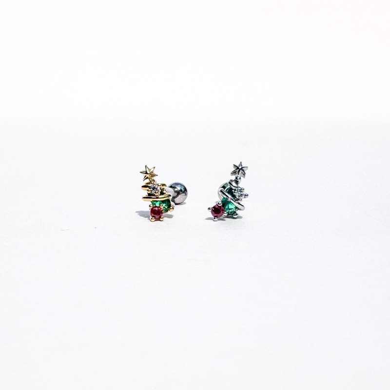 จิวต่างหูเกาหลี More Than Piercing: X14 Little Christmas Tree